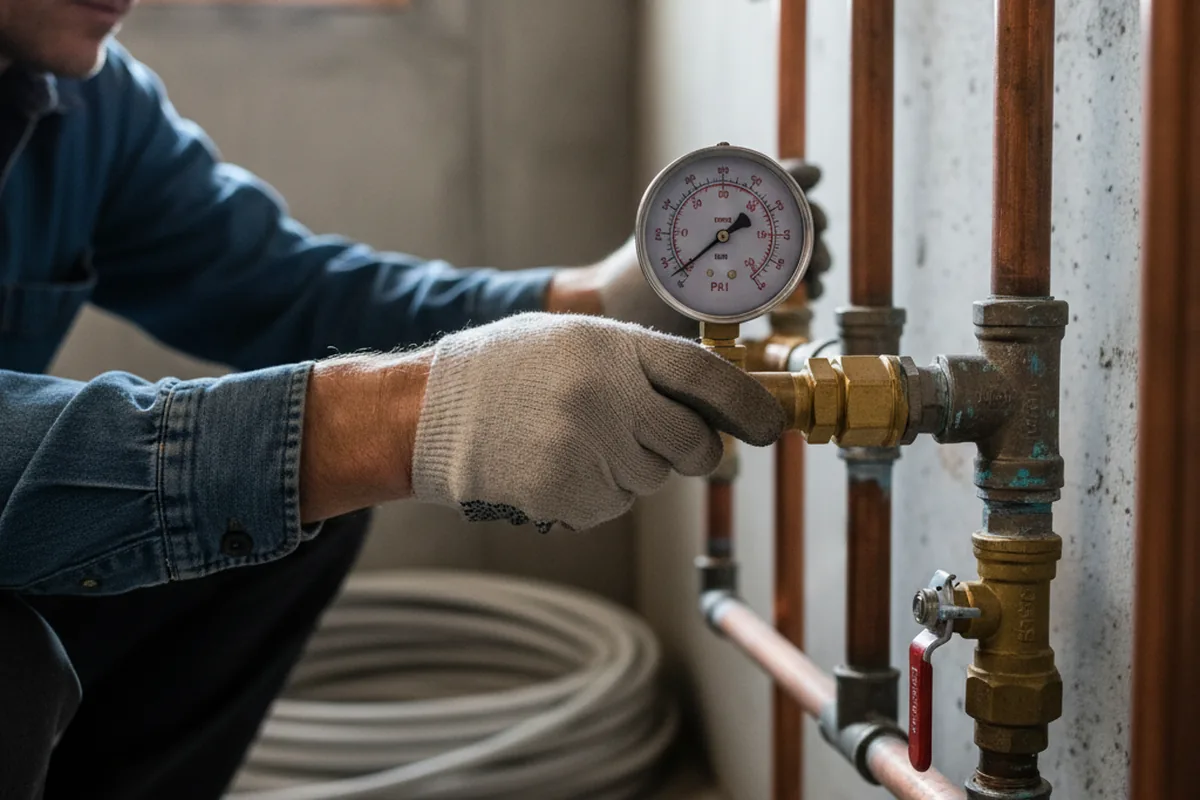 Pressure testing a repaired line during Water Line Repair in Paint Lick